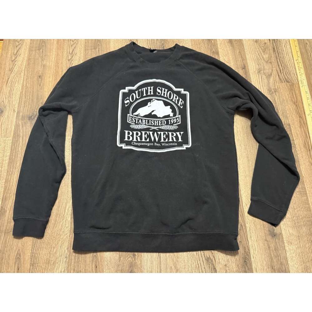 EI-LO Sweater Mens Large Black White South Shore Brewery Chequamegon Bay WI
